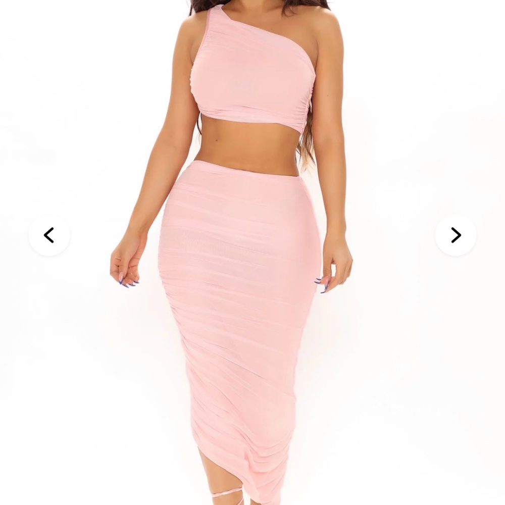 Love Story Mesh Skirt Set - Blush